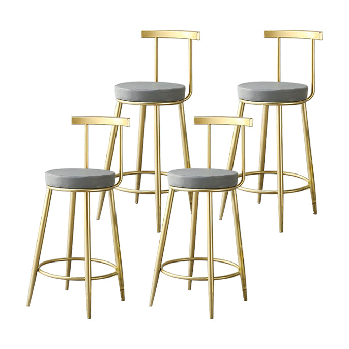 Glam Low Back Bar and Counter Stool Round Stool with 4 Gold Legs Set of 4 Counter Stool(26"H) Clearhalo 'Bar Furniture' 'Bar Stools' 'bar_stools' 'furniture_bar_stools' 'Kitchen & Dining Furniture' 'kitchen&dining_furn' 'kitchen' 'kitchen_furn' Furniture' 4679389