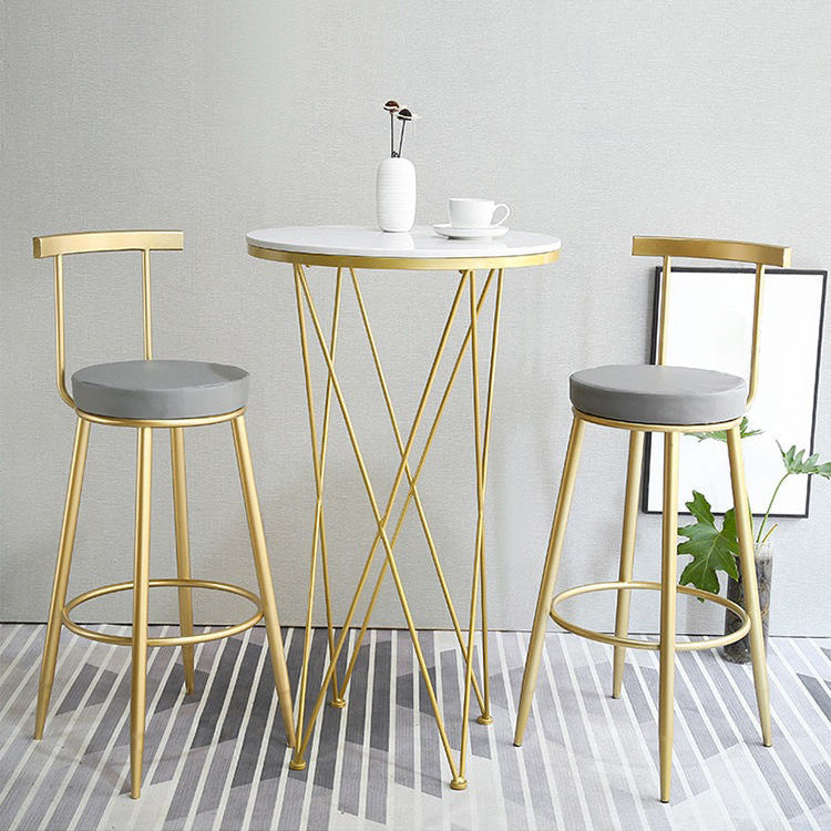 Glam Low Back Bar and Counter Stool Round Stool with 4 Gold Legs Clearhalo 'Bar Furniture' 'Bar Stools' 'bar_stools' 'furniture_bar_stools' 'Kitchen & Dining Furniture' 'kitchen&dining_furn' 'kitchen' 'kitchen_furn' Furniture' 4679390