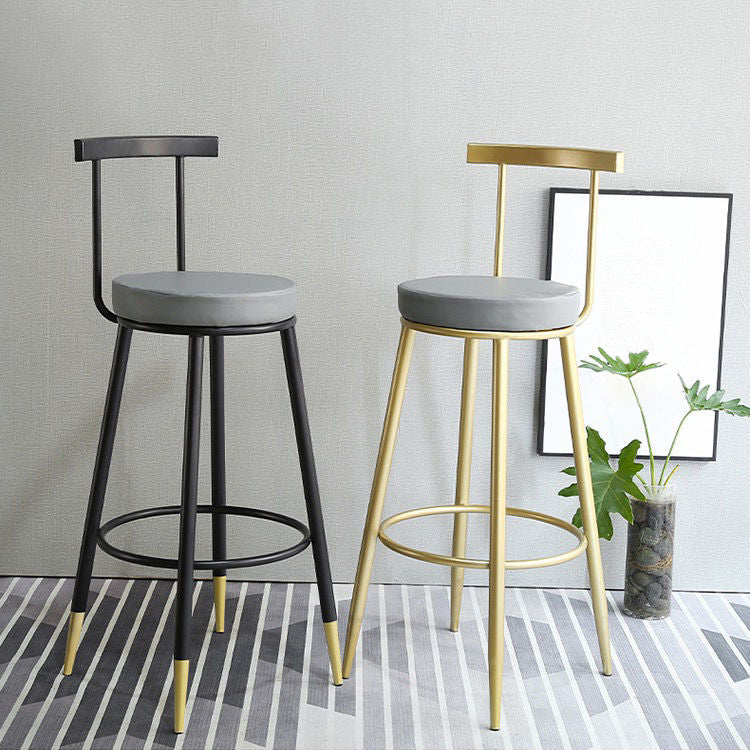 Glam Low Back Bar and Counter Stool Round Stool with 4 Gold Legs Clearhalo 'Bar Furniture' 'Bar Stools' 'bar_stools' 'furniture_bar_stools' 'Kitchen & Dining Furniture' 'kitchen&dining_furn' 'kitchen' 'kitchen_furn' Furniture' 4679391
