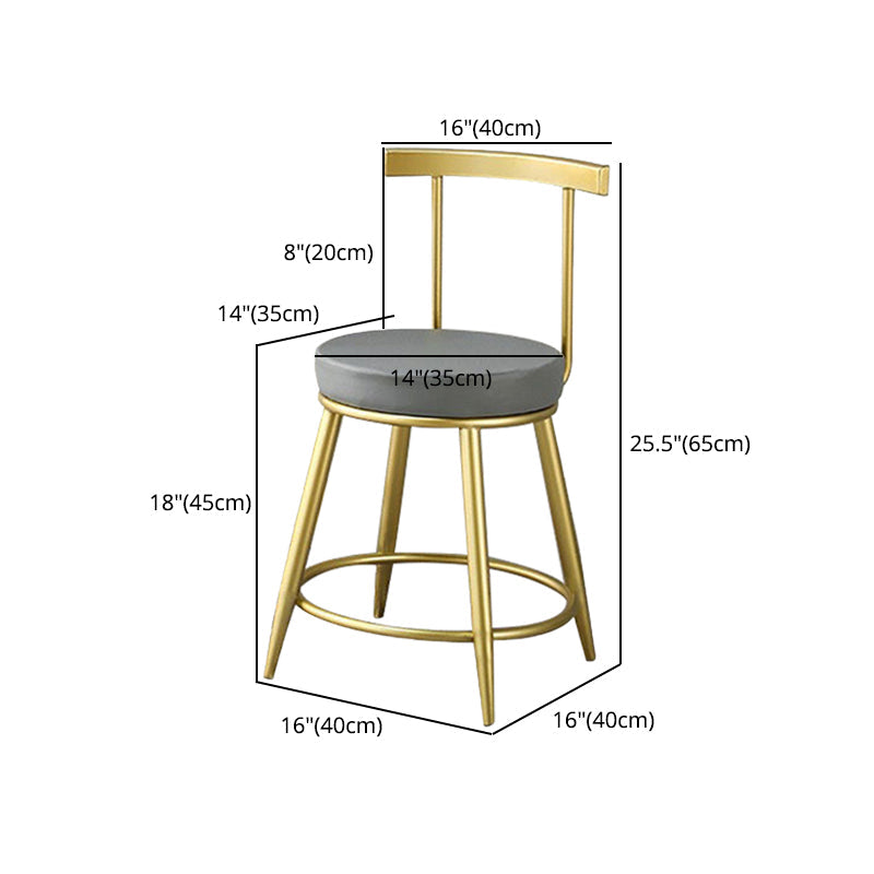 Glam Low Back Bar and Counter Stool Round Stool with 4 Gold Legs Clearhalo 'Bar Furniture' 'Bar Stools' 'bar_stools' 'furniture_bar_stools' 'Kitchen & Dining Furniture' 'kitchen&dining_furn' 'kitchen' 'kitchen_furn' Furniture' 4679394