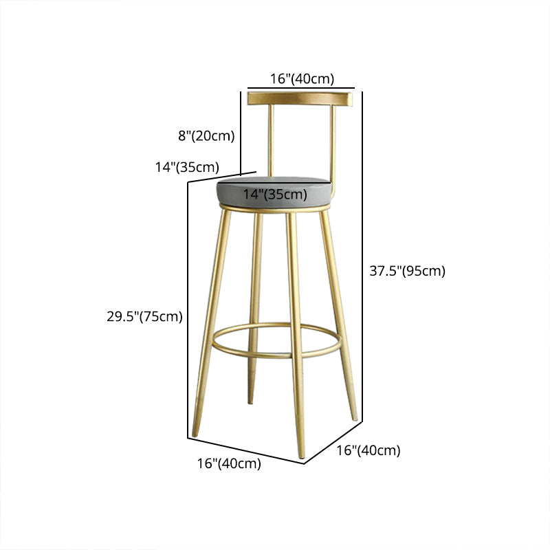 Glam Low Back Bar and Counter Stool Round Stool with 4 Gold Legs Clearhalo 'Bar Furniture' 'Bar Stools' 'bar_stools' 'furniture_bar_stools' 'Kitchen & Dining Furniture' 'kitchen&dining_furn' 'kitchen' 'kitchen_furn' Furniture' 4679396