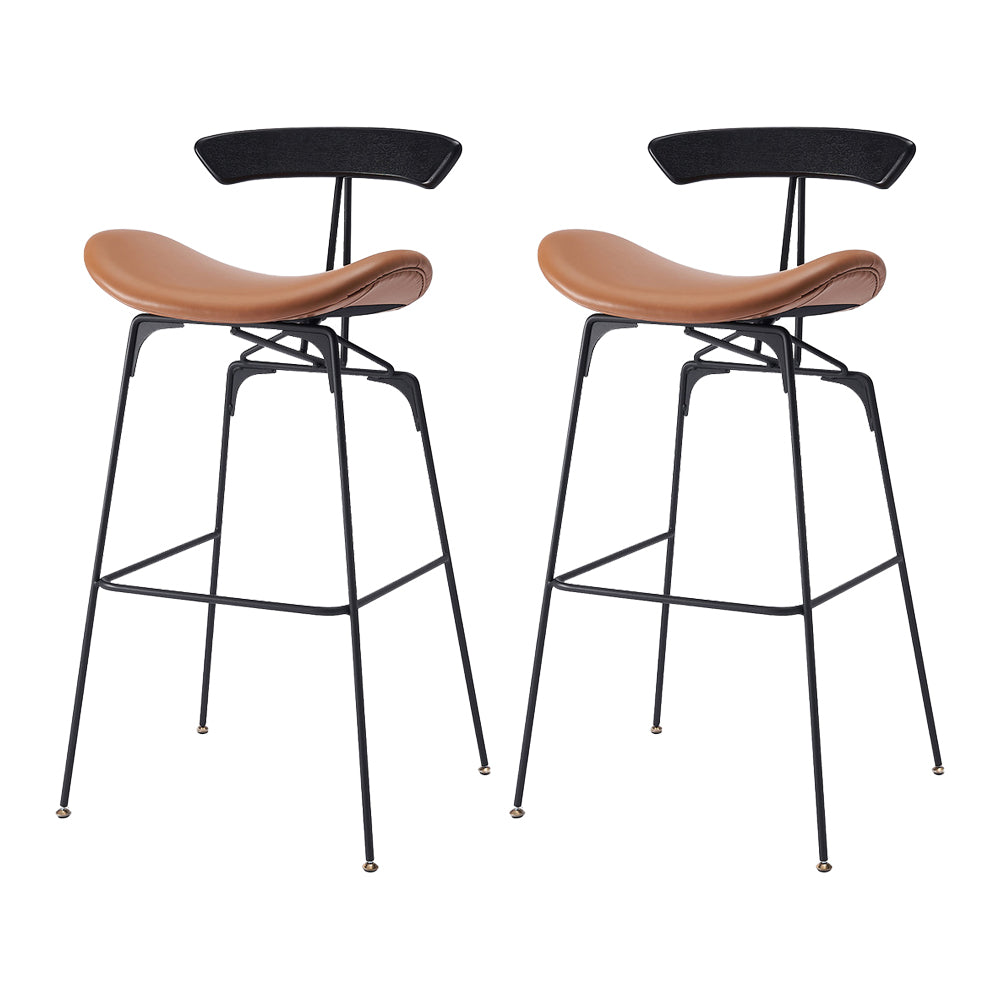 31.50" Industrial Bar and Counter Stool Low Back Stool with 4 Legs in Black Brown 2 Piece Set Clearhalo 'Bar Furniture' 'Bar Stools' 'bar_stools' 'furn' 'furn_bar_stools' 'furniture_bar_stools' 'Kitchen & Dining Furniture' 'kitchen&dining_furn' 'kitchen' 'kitchen_furn' Furniture' 4679406