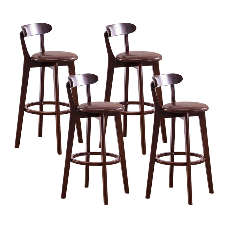 Wood Scandinavian Kitchen Dining Room Armless Stool Low Back Bar Stool Brown 4 Piece Set Clearhalo 'Bar Furniture' 'Bar Stools' 'bar_stools' 'furn' 'furn_bar_stools' 'furniture_bar_stools' 'Kitchen & Dining Furniture' 'kitchen&dining_furn' 'kitchen' 'kitchen_furn' Furniture' 4679443