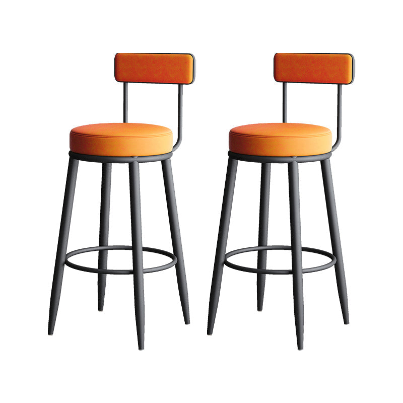 Scandinavian Upholstered Stools for Home Armless Low Back Stools with 4 Metal Legs Orange 2 Piece Set Clearhalo 'Bar Furniture' 'Bar Stools' 'bar_stools' 'furn' 'furn_bar_stools' 'furniture_bar_stools' 'Kitchen & Dining Furniture' 'kitchen&dining_furn' 'kitchen' 'kitchen_furn' Furniture' 4679524
