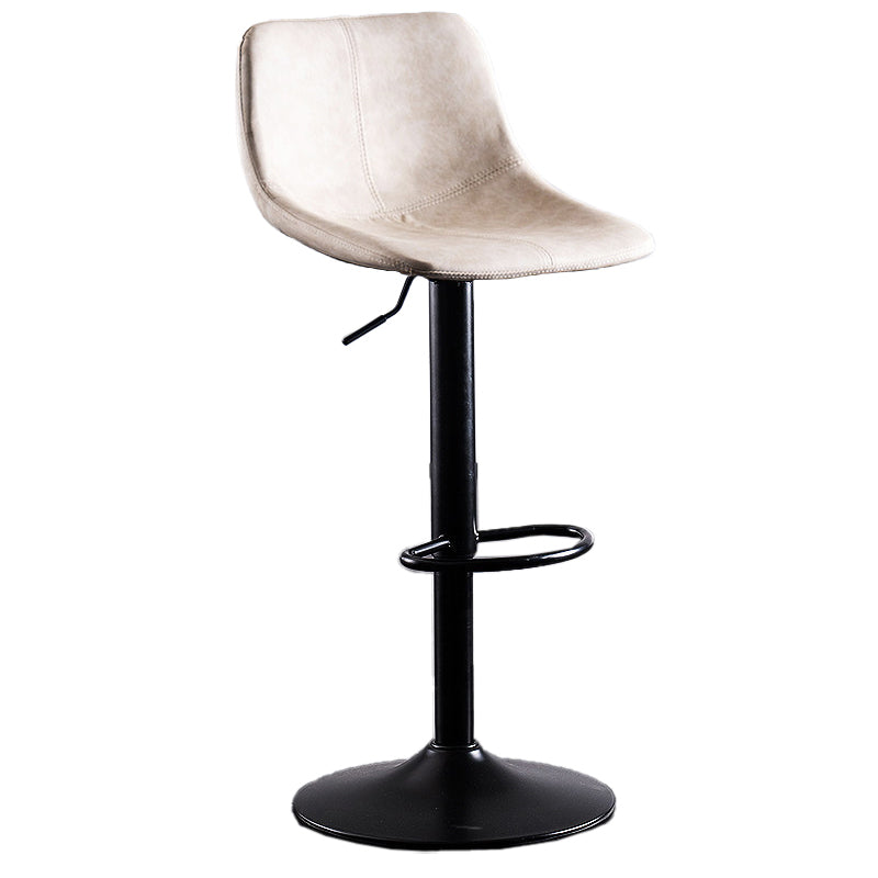 Contemporary Adjustable Bar and Counter Stool Low Back Stool with Black Base Off-White 1 Piece Clearhalo 'Bar Furniture' 'Bar Stools' 'bar_stools' 'furn' 'furn_bar_stools' 'furniture_bar_stools' 'Kitchen & Dining Furniture' 'kitchen&dining_furn' 'kitchen' 'kitchen_furn' Furniture' 4679548