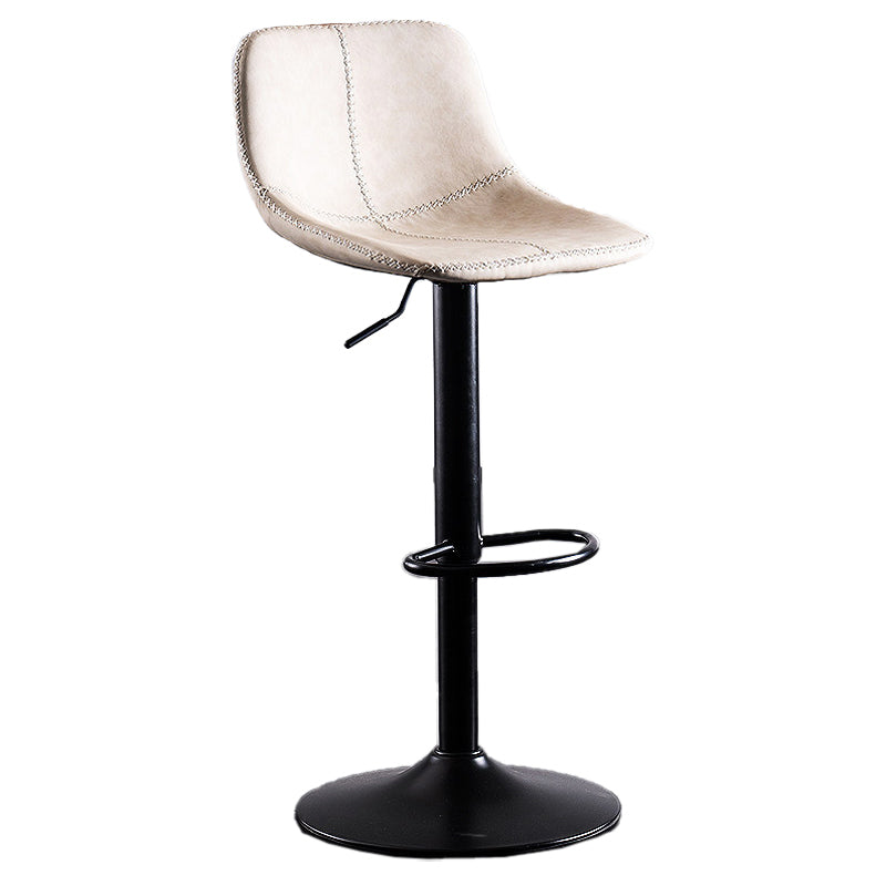 Contemporary Adjustable Bar and Counter Stool Low Back Stool with Black Base White 1 Piece Clearhalo 'Bar Furniture' 'Bar Stools' 'bar_stools' 'furn' 'furn_bar_stools' 'furniture_bar_stools' 'Kitchen & Dining Furniture' 'kitchen&dining_furn' 'kitchen' 'kitchen_furn' Furniture' 4679550