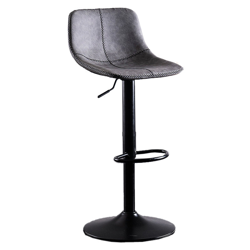 Contemporary Adjustable Bar and Counter Stool Low Back Stool with Black Base Grey 1 Piece Clearhalo 'Bar Furniture' 'Bar Stools' 'bar_stools' 'furn' 'furn_bar_stools' 'furniture_bar_stools' 'Kitchen & Dining Furniture' 'kitchen&dining_furn' 'kitchen' 'kitchen_furn' Furniture' 4679562