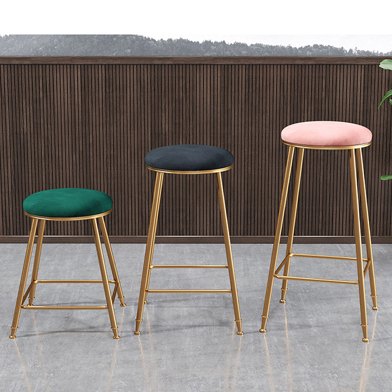 Scandinavian Upholstered Fabric Stools for Home Armless Backless Stools with 4 Gold Legs Clearhalo 'Bar Furniture' 'Bar Stools' 'bar_stools' 'furn' 'furn_bar_stools' 'furniture_bar_stools' 'Kitchen & Dining Furniture' 'kitchen&dining_furn' 'kitchen' 'kitchen_furn' Furniture' 4679603