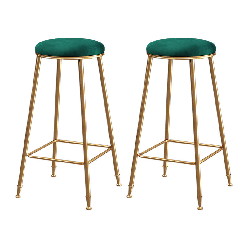 Scandinavian Upholstered Fabric Stools for Home Armless Backless Stools with 4 Gold Legs Blackish Green 2 Piece Set Bar Stool(30"H) Clearhalo 'Bar Furniture' 'Bar Stools' 'bar_stools' 'furn' 'furn_bar_stools' 'furniture_bar_stools' 'Kitchen & Dining Furniture' 'kitchen&dining_furn' 'kitchen' 'kitchen_furn' Furniture' 4679605