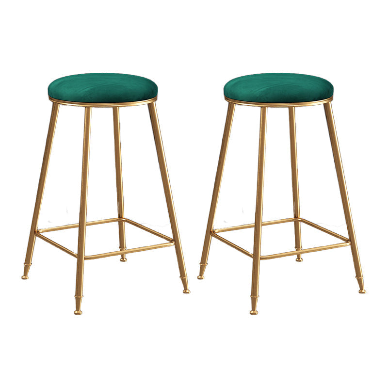 Scandinavian Upholstered Fabric Stools for Home Armless Backless Stools with 4 Gold Legs Clearhalo 'Bar Furniture' 'Bar Stools' 'bar_stools' 'furn' 'furn_bar_stools' 'furniture_bar_stools' 'Kitchen & Dining Furniture' 'kitchen&dining_furn' 'kitchen' 'kitchen_furn' Furniture' 4679609