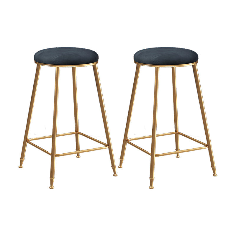 Scandinavian Upholstered Fabric Stools for Home Armless Backless Stools with 4 Gold Legs Black 2 Piece Set Counter Stool(26"H) Clearhalo 'Bar Furniture' 'Bar Stools' 'bar_stools' 'furn' 'furn_bar_stools' 'furniture_bar_stools' 'Kitchen & Dining Furniture' 'kitchen&dining_furn' 'kitchen' 'kitchen_furn' Furniture' 4679611