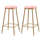 Scandinavian Upholstered Fabric Stools for Home Armless Backless Stools with 4 Gold Legs Pink 2 Piece Set Bar Stool(30"H) Clearhalo 'Bar Furniture' 'Bar Stools' 'bar_stools' 'furn' 'furn_bar_stools' 'furniture_bar_stools' 'Kitchen & Dining Furniture' 'kitchen&dining_furn' 'kitchen' 'kitchen_furn' Furniture' 4679613