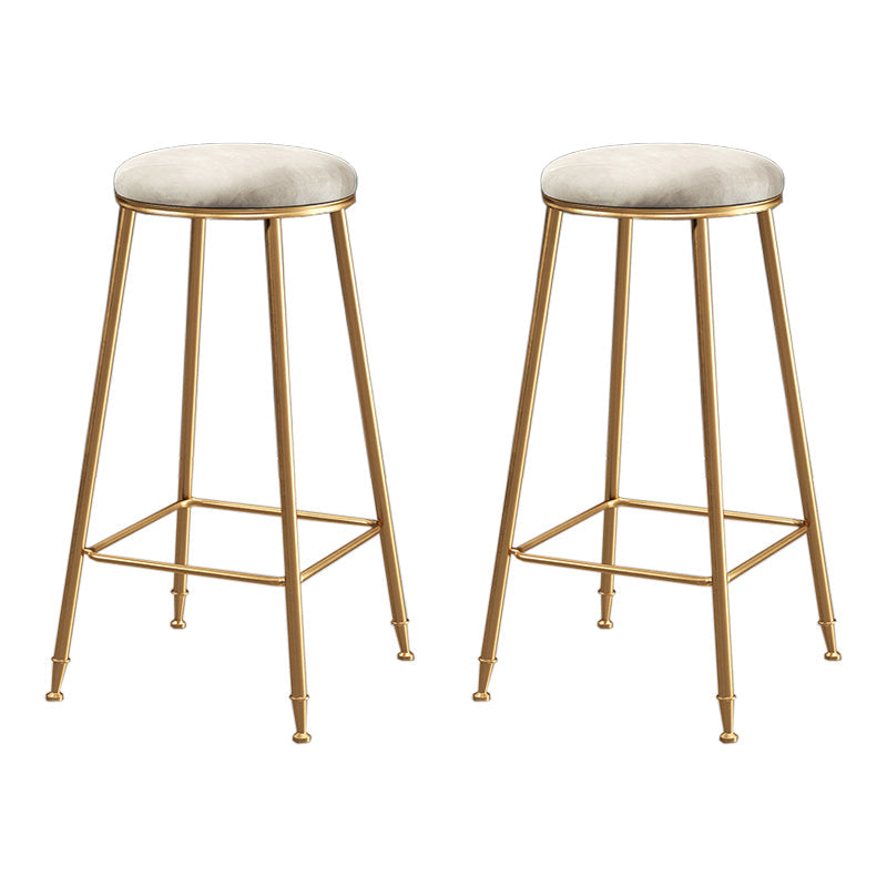 Scandinavian Upholstered Fabric Stools for Home Armless Backless Stools with 4 Gold Legs White 2 Piece Set Bar Stool(30"H) Clearhalo 'Bar Furniture' 'Bar Stools' 'bar_stools' 'furn' 'furn_bar_stools' 'furniture_bar_stools' 'Kitchen & Dining Furniture' 'kitchen&dining_furn' 'kitchen' 'kitchen_furn' Furniture' 4679616