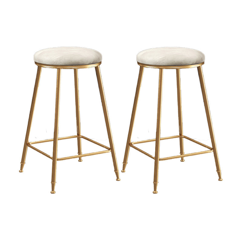 Scandinavian Upholstered Fabric Stools for Home Armless Backless Stools with 4 Gold Legs White 2 Piece Set Counter Stool(26"H) Clearhalo 'Bar Furniture' 'Bar Stools' 'bar_stools' 'furn' 'furn_bar_stools' 'furniture_bar_stools' 'Kitchen & Dining Furniture' 'kitchen&dining_furn' 'kitchen' 'kitchen_furn' Furniture' 4679617