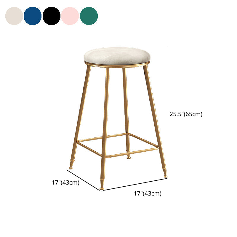 Scandinavian Upholstered Fabric Stools for Home Armless Backless Stools with 4 Gold Legs Clearhalo 'Bar Furniture' 'Bar Stools' 'bar_stools' 'furn' 'furn_bar_stools' 'furniture_bar_stools' 'Kitchen & Dining Furniture' 'kitchen&dining_furn' 'kitchen' 'kitchen_furn' Furniture' 4679618