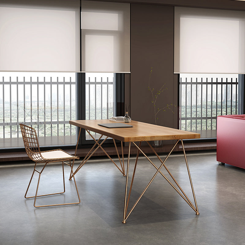 Rectangle Luxury Dining Table Wood Color Fixed Table of Solid Wood with 4 Legs 55.1"L x 27.6"W x 29.5"H Without Chairs Clearhalo ' dining_table' 'Dining Tables & Seating' 'Dining Tables' 'furn' 'furn_dining_table' 'Furniture' 'furniture_dining_table' 'Kitchen & Dining Furniture' 'kitchen&dining_furn' 'kitchen' 'kitchen_dining_table' 4679972