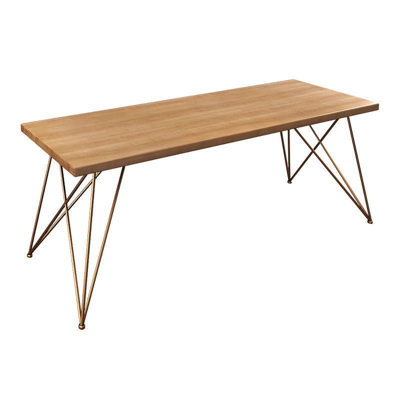 Rectangle Luxury Dining Table Wood Color Fixed Table of Solid Wood with 4 Legs Without Chairs Clearhalo ' dining_table' 'Dining Tables & Seating' 'Dining Tables' 'furn' 'furn_dining_table' 'Furniture' 'furniture_dining_table' 'Kitchen & Dining Furniture' 'kitchen&dining_furn' 'kitchen' 'kitchen_dining_table' 4679975