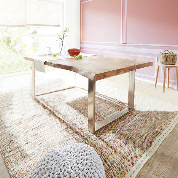 Rectangle Solid Wood Dining Table Luxury Double Pedestal Table for Dining Room 55.1"L x 27.6"W x 29.5"H Without Chairs Clearhalo ' dining_table' 'Dining Tables & Seating' 'Dining Tables' 'furn' 'furn_dining_table' 'Furniture' 'furniture_dining_table' 'Kitchen & Dining Furniture' 'kitchen&dining_furn' 'kitchen' 'kitchen_dining_table' 4679987