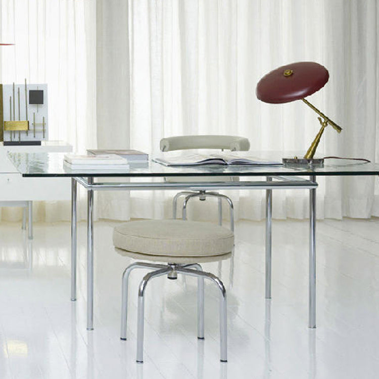 Contemporary Rectangular Dining Table Indoor Table with 4 Metal Legs Clear 55.1"L x 31.5"W x 29.5"H Without Chairs Clearhalo ' dining_table' 'Dining Tables & Seating' 'Dining Tables' 'furn' 'furn_dining_table' 'Furniture' 'furniture_dining_table' 'Kitchen & Dining Furniture' 'kitchen&dining_furn' 'kitchen' 'kitchen_dining_table' 4680015