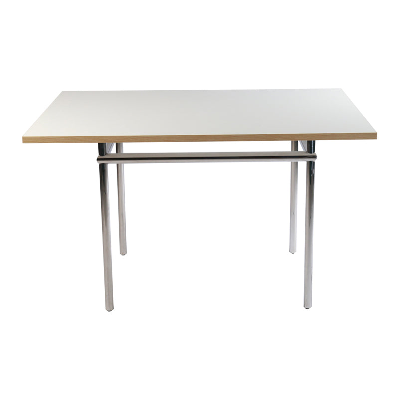 Contemporary Rectangular Dining Table Indoor Table with 4 Metal Legs White Without Chairs Clearhalo ' dining_table' 'Dining Tables & Seating' 'Dining Tables' 'furn' 'furn_dining_table' 'Furniture' 'furniture_dining_table' 'Kitchen & Dining Furniture' 'kitchen&dining_furn' 'kitchen' 'kitchen_dining_table' 4680024