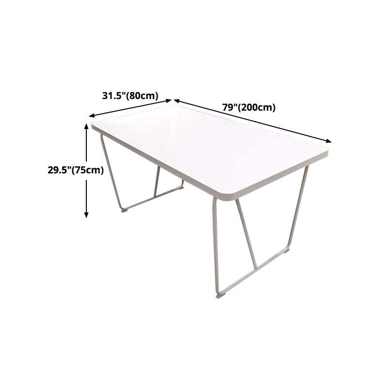 Rectangle Shape Luxury Dining Table White Sled Base Table with Solid Wood Clearhalo ' dining_table' 'Dining Tables & Seating' 'Dining Tables' 'furn' 'furn_dining_table' 'Furniture' 'furniture_dining_table' 'Kitchen & Dining Furniture' 'kitchen&dining_furn' 'kitchen' 'kitchen_dining_table' 4680038