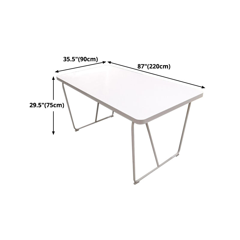 Rectangle Shape Luxury Dining Table White Sled Base Table with Solid Wood Clearhalo ' dining_table' 'Dining Tables & Seating' 'Dining Tables' 'furn' 'furn_dining_table' 'Furniture' 'furniture_dining_table' 'Kitchen & Dining Furniture' 'kitchen&dining_furn' 'kitchen' 'kitchen_dining_table' 4680039