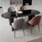 Clear Glass Contemporary Oval Table Glass Top Table with Double Pedestal Black 59.1"L x 31.5"W x 29.5"H Without Chairs Clearhalo ' dining_table' 'Dining Tables & Seating' 'Dining Tables' 'furn' 'furn_dining_table' 'Furniture' 'furniture_dining_table' 'Kitchen & Dining Furniture' 'kitchen&dining_furn' 'kitchen' 'kitchen_dining_table' 4680043
