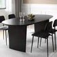 Oval Double Pedestal Modern Dining Table Black Fixed Table with Solid Wood 78.7"L x 35.4"W x 29.5"H Without Chairs Clearhalo ' dining_table' 'Dining Tables & Seating' 'Dining Tables' 'furn' 'furn_dining_table' 'Furniture' 'furniture_dining_table' 'Kitchen & Dining Furniture' 'kitchen&dining_furn' 'kitchen' 'kitchen_dining_table' 4680057
