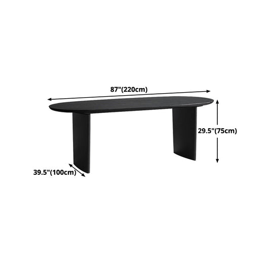 Oval Double Pedestal Modern Dining Table Black Fixed Table with Solid Wood Clearhalo ' dining_table' 'Dining Tables & Seating' 'Dining Tables' 'furn' 'furn_dining_table' 'Furniture' 'furniture_dining_table' 'Kitchen & Dining Furniture' 'kitchen&dining_furn' 'kitchen' 'kitchen_dining_table' 4680064