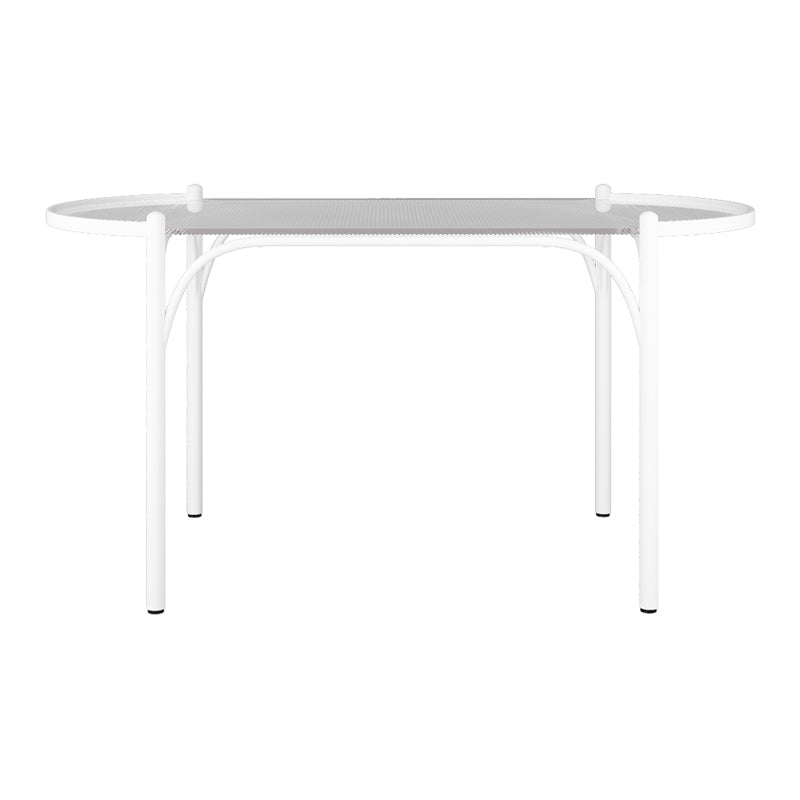 Modern Tempered Glass Dining Table for Restaurant Oval Indoor Table with 4 Legs White 57.1"L x 29.5"W x 29.5"H Without Chairs Clearhalo ' dining_table' 'Dining Tables & Seating' 'Dining Tables' 'furn' 'furn_dining_table' 'Furniture' 'furniture_dining_table' 'Kitchen & Dining Furniture' 'kitchen&dining_furn' 'kitchen' 'kitchen_dining_table' 4680070