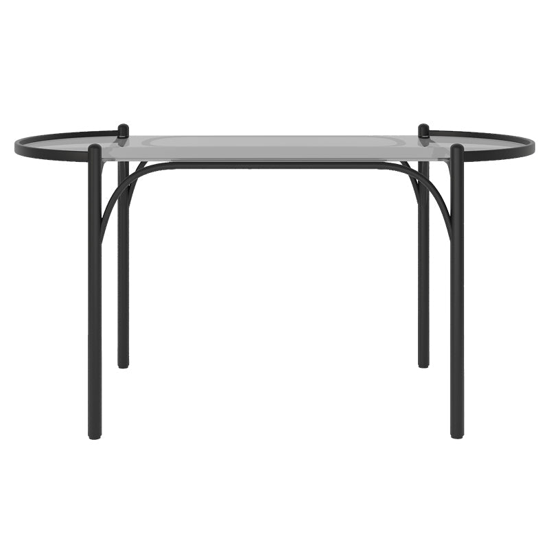 Modern Tempered Glass Dining Table for Restaurant Oval Indoor Table with 4 Legs Black 49.2"L x 29.5"W x 29.5"H Without Chairs Clearhalo ' dining_table' 'Dining Tables & Seating' 'Dining Tables' 'furn' 'furn_dining_table' 'Furniture' 'furniture_dining_table' 'Kitchen & Dining Furniture' 'kitchen&dining_furn' 'kitchen' 'kitchen_dining_table' 4680076