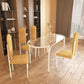 Modern Tempered Glass Dining Table for Restaurant Oval Indoor Table with 4 Legs Clearhalo ' dining_table' 'Dining Tables & Seating' 'Dining Tables' 'furn' 'furn_dining_table' 'Furniture' 'furniture_dining_table' 'Kitchen & Dining Furniture' 'kitchen&dining_furn' 'kitchen' 'kitchen_dining_table' 4680077