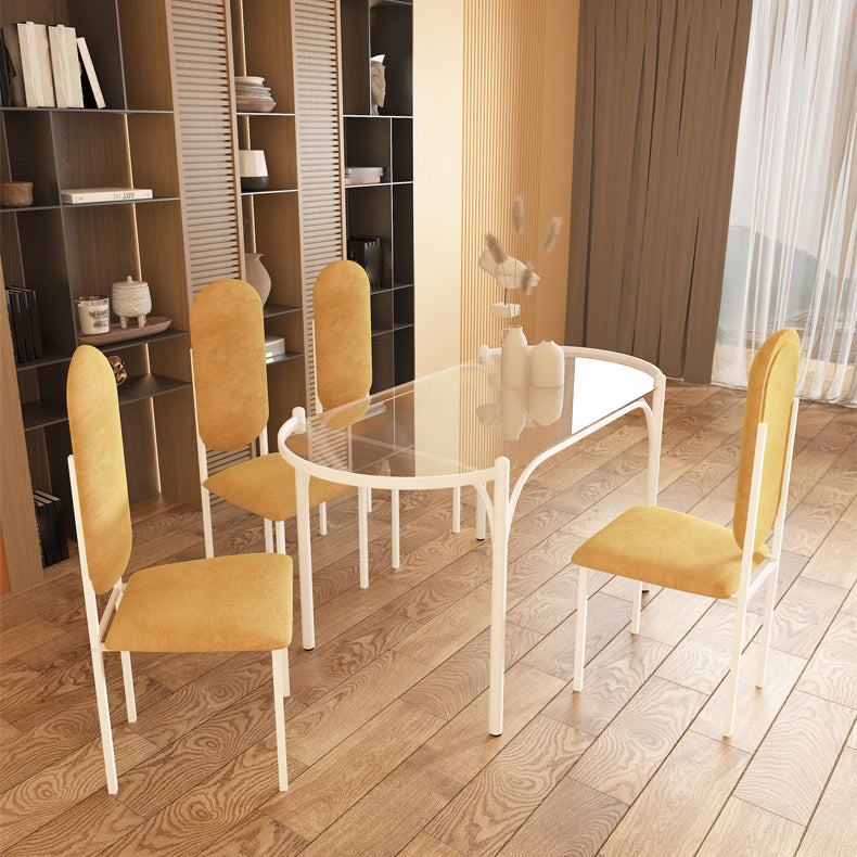 Modern Tempered Glass Dining Table for Restaurant Oval Indoor Table with 4 Legs Clearhalo ' dining_table' 'Dining Tables & Seating' 'Dining Tables' 'furn' 'furn_dining_table' 'Furniture' 'furniture_dining_table' 'Kitchen & Dining Furniture' 'kitchen&dining_furn' 'kitchen' 'kitchen_dining_table' 4680077