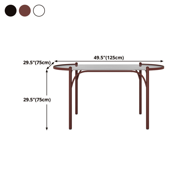 Modern Tempered Glass Dining Table for Restaurant Oval Indoor Table with 4 Legs Clearhalo ' dining_table' 'Dining Tables & Seating' 'Dining Tables' 'furn' 'furn_dining_table' 'Furniture' 'furniture_dining_table' 'Kitchen & Dining Furniture' 'kitchen&dining_furn' 'kitchen' 'kitchen_dining_table' 4680078