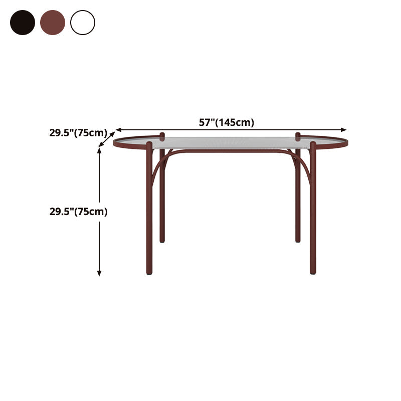 Modern Tempered Glass Dining Table for Restaurant Oval Indoor Table with 4 Legs Clearhalo ' dining_table' 'Dining Tables & Seating' 'Dining Tables' 'furn' 'furn_dining_table' 'Furniture' 'furniture_dining_table' 'Kitchen & Dining Furniture' 'kitchen&dining_furn' 'kitchen' 'kitchen_dining_table' 4680079