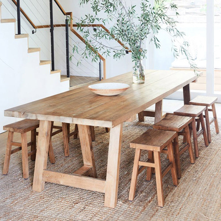 Pine Wood Dining Table Modern Rectangle Table with Double Pedestal Base 47.2"L x 27.6"W x 29.5"H Without Chairs Clearhalo ' dining_table' 'Dining Tables & Seating' 'Dining Tables' 'furn' 'furn_dining_table' 'Furniture' 'furniture_dining_table' 'Kitchen & Dining Furniture' 'kitchen&dining_furn' 'kitchen' 'kitchen_dining_table' 4680093