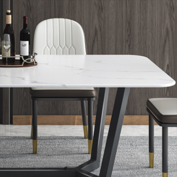 Sintered Stone Top Modern Table for Restaurant Oval Dining Table with Trestle Base Clearhalo ' dining_table' 'Dining Tables & Seating' 'Dining Tables' 'furn' 'furn_dining_table' 'Furniture' 'furniture_dining_table' 'Kitchen & Dining Furniture' 'kitchen&dining_furn' 'kitchen' 'kitchen_dining_table' 4680146