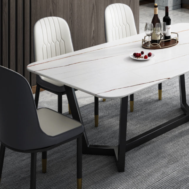 Sintered Stone Top Modern Table for Restaurant Oval Dining Table with Trestle Base Clearhalo ' dining_table' 'Dining Tables & Seating' 'Dining Tables' 'furn' 'furn_dining_table' 'Furniture' 'furniture_dining_table' 'Kitchen & Dining Furniture' 'kitchen&dining_furn' 'kitchen' 'kitchen_dining_table' 4680147