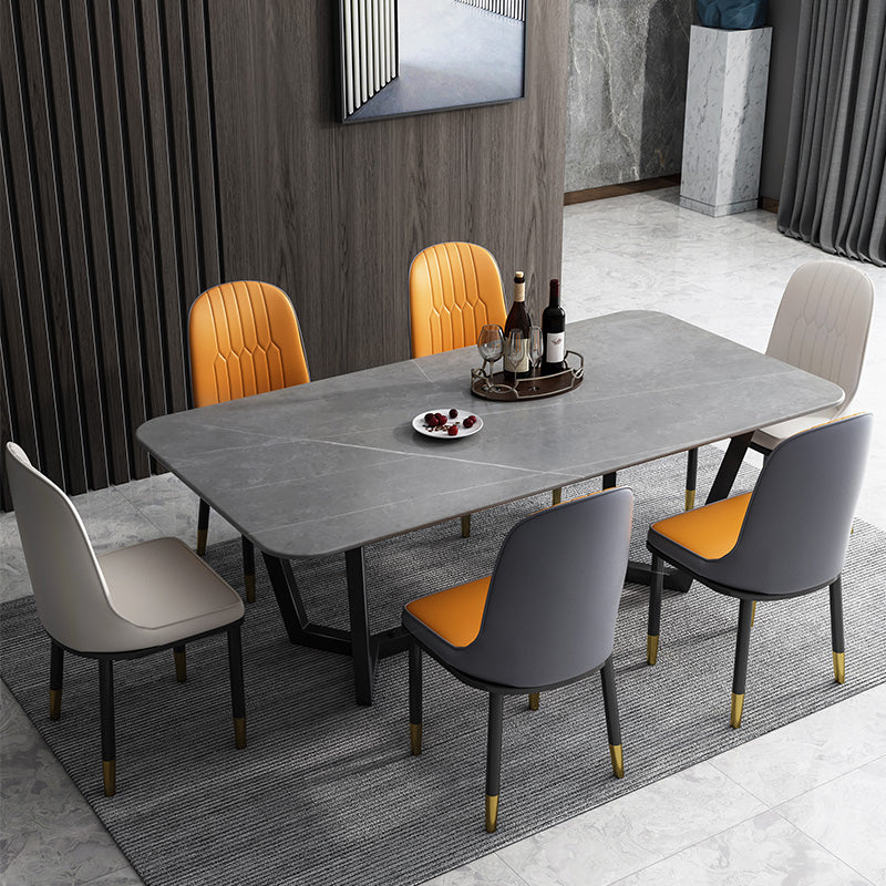 Sintered Stone Top Modern Table for Restaurant Oval Dining Table with Trestle Base Clearhalo ' dining_table' 'Dining Tables & Seating' 'Dining Tables' 'furn' 'furn_dining_table' 'Furniture' 'furniture_dining_table' 'Kitchen & Dining Furniture' 'kitchen&dining_furn' 'kitchen' 'kitchen_dining_table' 4680149