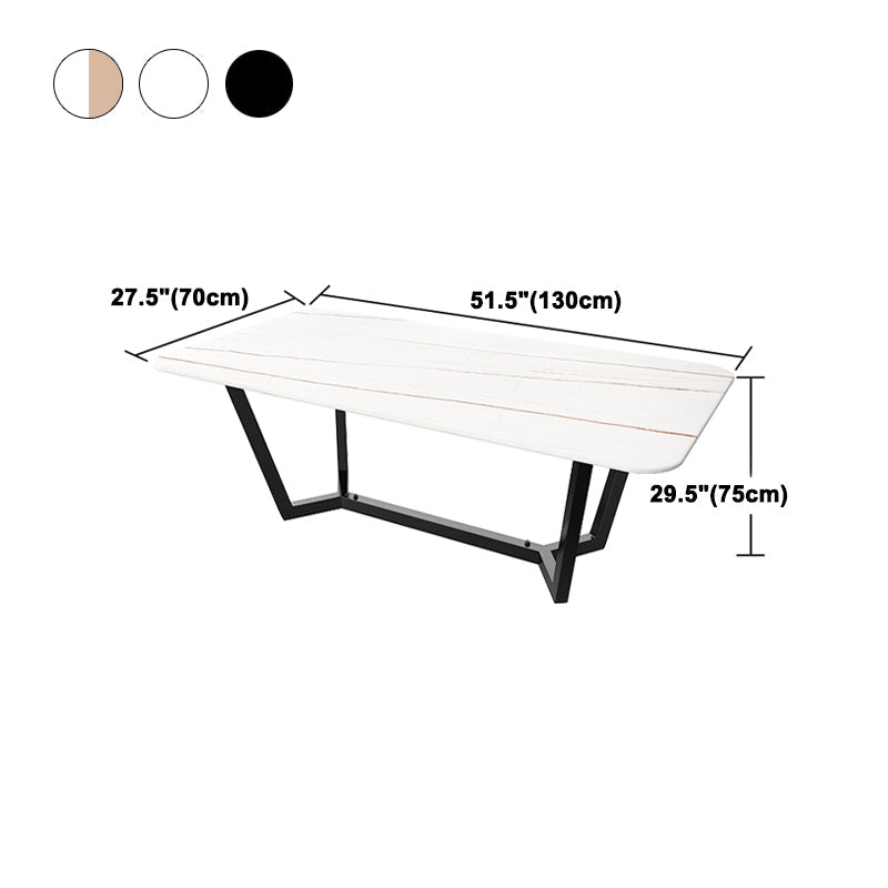Sintered Stone Top Modern Table for Restaurant Oval Dining Table with Trestle Base Clearhalo ' dining_table' 'Dining Tables & Seating' 'Dining Tables' 'furn' 'furn_dining_table' 'Furniture' 'furniture_dining_table' 'Kitchen & Dining Furniture' 'kitchen&dining_furn' 'kitchen' 'kitchen_dining_table' 4680151