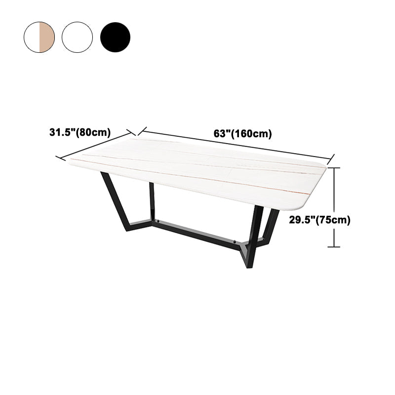 Sintered Stone Top Modern Table for Restaurant Oval Dining Table with Trestle Base Clearhalo ' dining_table' 'Dining Tables & Seating' 'Dining Tables' 'furn' 'furn_dining_table' 'Furniture' 'furniture_dining_table' 'Kitchen & Dining Furniture' 'kitchen&dining_furn' 'kitchen' 'kitchen_dining_table' 4680154