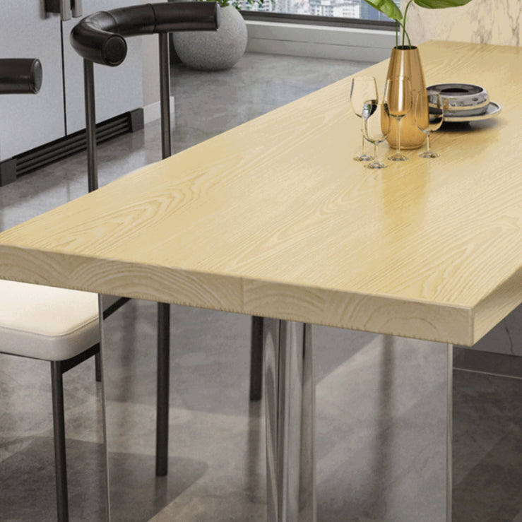 Solid Wood Dining Table Modern Rectangle Table with Double Pedestal Base Clearhalo ' dining_table' 'Dining Tables & Seating' 'Dining Tables' 'furn' 'furn_dining_table' 'Furniture' 'furniture_dining_table' 'Kitchen & Dining Furniture' 'kitchen&dining_furn' 'kitchen' 'kitchen_dining_table' 4680204