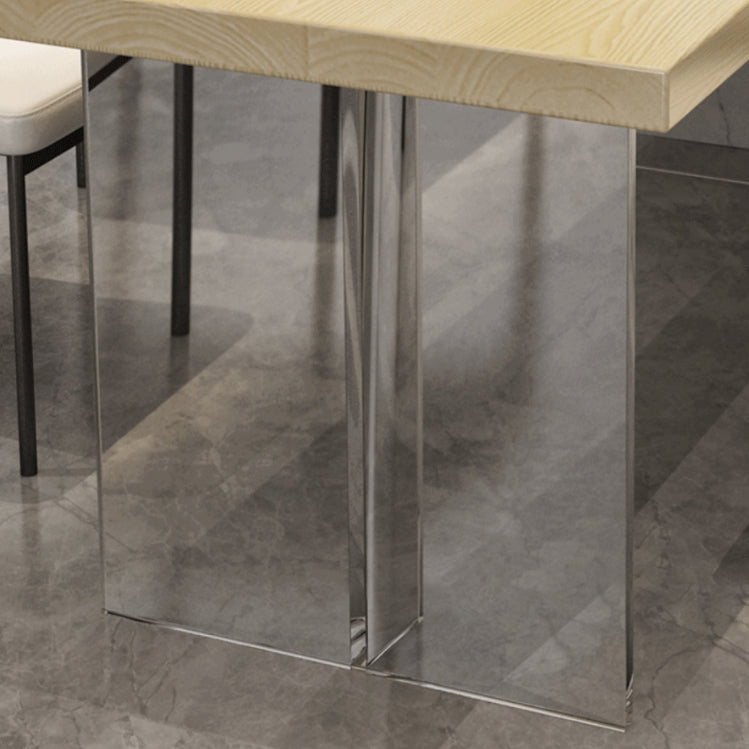 Solid Wood Dining Table Modern Rectangle Table with Double Pedestal Base Clearhalo ' dining_table' 'Dining Tables & Seating' 'Dining Tables' 'furn' 'furn_dining_table' 'Furniture' 'furniture_dining_table' 'Kitchen & Dining Furniture' 'kitchen&dining_furn' 'kitchen' 'kitchen_dining_table' 4680205