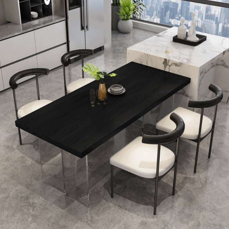 Solid Wood Dining Table Modern Rectangle Table with Double Pedestal Base Clearhalo ' dining_table' 'Dining Tables & Seating' 'Dining Tables' 'furn' 'furn_dining_table' 'Furniture' 'furniture_dining_table' 'Kitchen & Dining Furniture' 'kitchen&dining_furn' 'kitchen' 'kitchen_dining_table' 4680207
