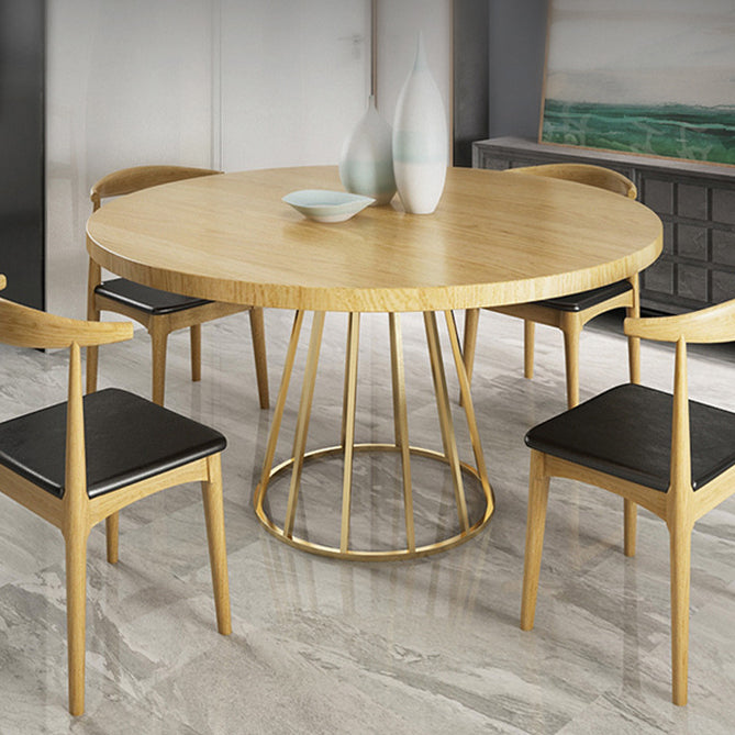 Contemporary Round Wood Table Standard Height Dining Table with Pedestal Base Wood Without Chairs Clearhalo ' dining_table' 'Dining Tables & Seating' 'Dining Tables' 'furn' 'furn_dining_table' 'Furniture' 'furniture_dining_table' 'Kitchen & Dining Furniture' 'kitchen&dining_furn' 'kitchen' 'kitchen_dining_table' 4680274