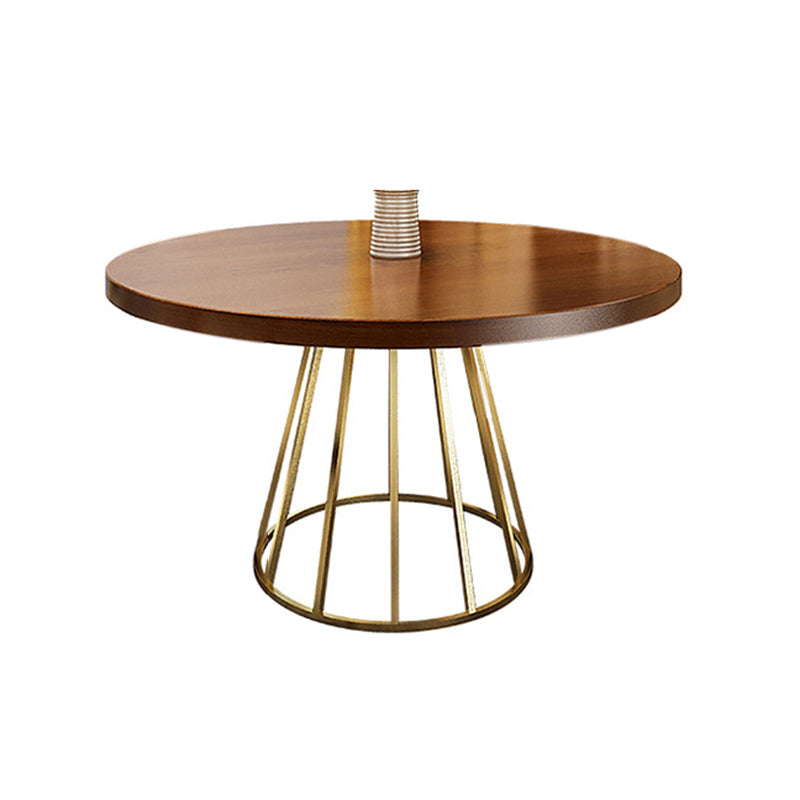 Contemporary Round Wood Table Standard Height Dining Table with Pedestal Base Walnut 63"L x 63"W x 29.5"H Without Chairs Clearhalo ' dining_table' 'Dining Tables & Seating' 'Dining Tables' 'furn' 'furn_dining_table' 'Furniture' 'furniture_dining_table' 'Kitchen & Dining Furniture' 'kitchen&dining_furn' 'kitchen' 'kitchen_dining_table' 4680277