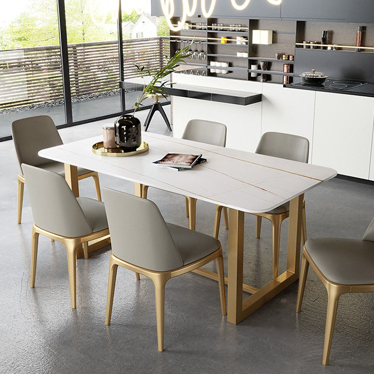 Luxury Sintered Stone Top Dining Table Rectangle Table with Trestle Base Clearhalo ' dining_table' 'Dining Tables & Seating' 'Dining Tables' 'furn' 'furn_dining_table' 'Furniture' 'furniture_dining_table' 'Kitchen & Dining Furniture' 'kitchen&dining_furn' 'kitchen' 'kitchen_dining_table' 4680293