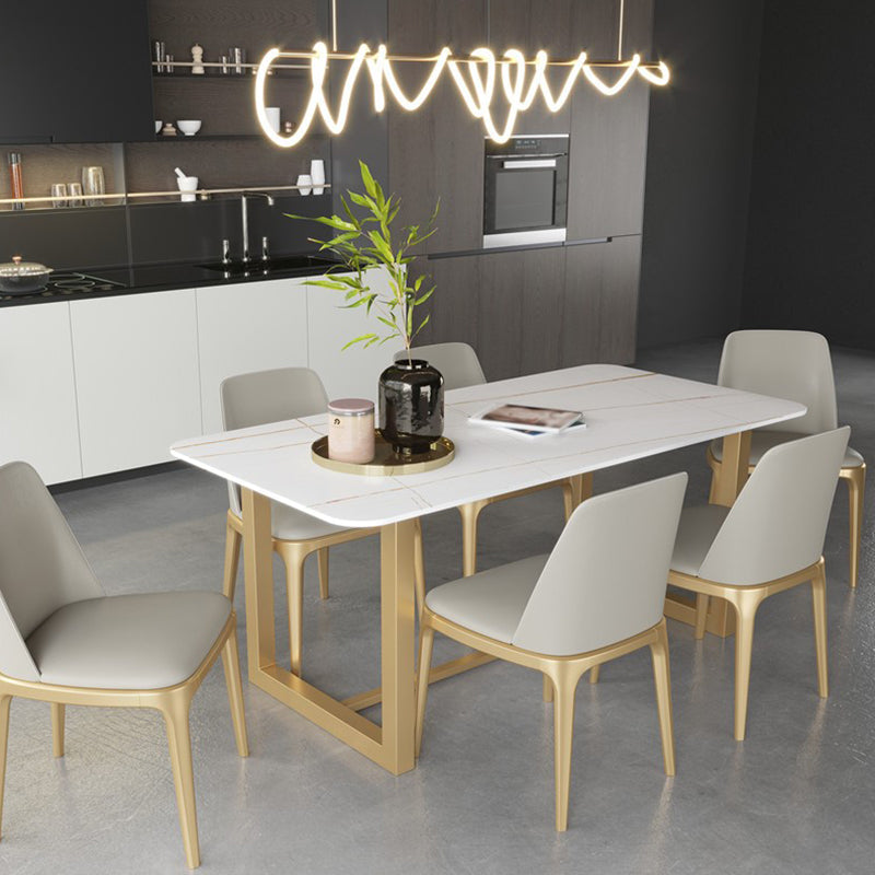 Luxury Sintered Stone Top Dining Table Rectangle Table with Trestle Base Clearhalo ' dining_table' 'Dining Tables & Seating' 'Dining Tables' 'furn' 'furn_dining_table' 'Furniture' 'furniture_dining_table' 'Kitchen & Dining Furniture' 'kitchen&dining_furn' 'kitchen' 'kitchen_dining_table' 4680295