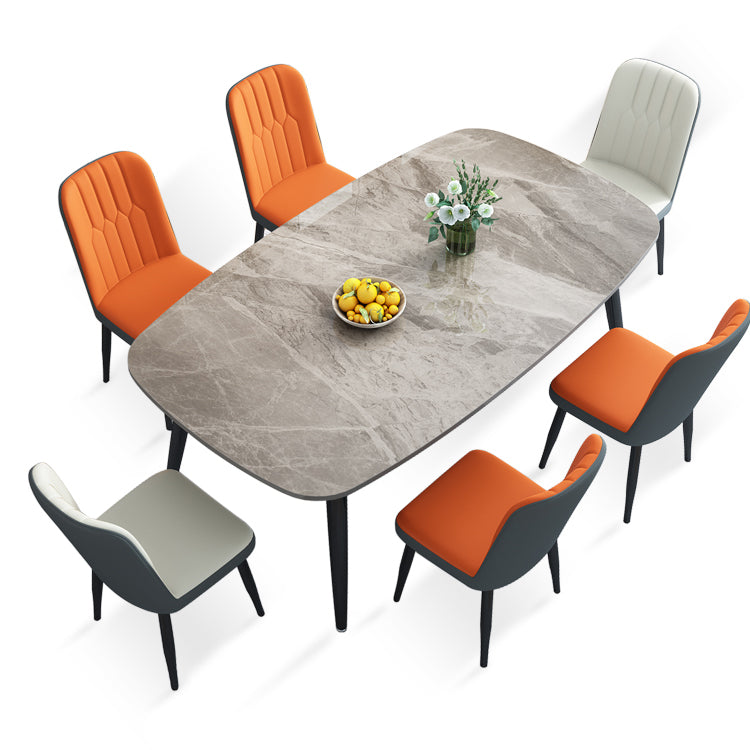 Stone Rectangle Dining Table Modern Metal Black Frame Tripod Dining Table Light Gray 51.2"L x 31.5"W x 29.5"H Without Chairs Clearhalo ' dining_table' 'Dining Tables & Seating' 'Dining Tables' 'furn' 'furn_dining_table' 'Furniture' 'furniture_dining_table' 'Kitchen & Dining Furniture' 'kitchen&dining_furn' 'kitchen' 'kitchen_dining_table' 4680309