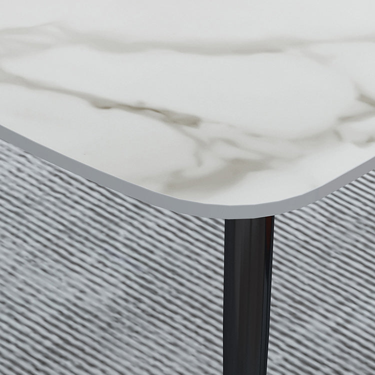 Stone Rectangle Dining Table Modern Metal Black Frame Tripod Dining Table Clearhalo ' dining_table' 'Dining Tables & Seating' 'Dining Tables' 'furn' 'furn_dining_table' 'Furniture' 'furniture_dining_table' 'Kitchen & Dining Furniture' 'kitchen&dining_furn' 'kitchen' 'kitchen_dining_table' 4680311